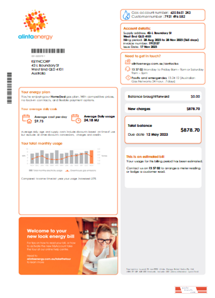 Alinta energy gas utility business bill, page 1, SCR PSD template